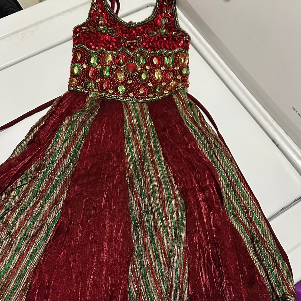Elegant Red and Green Kids Formal Dress